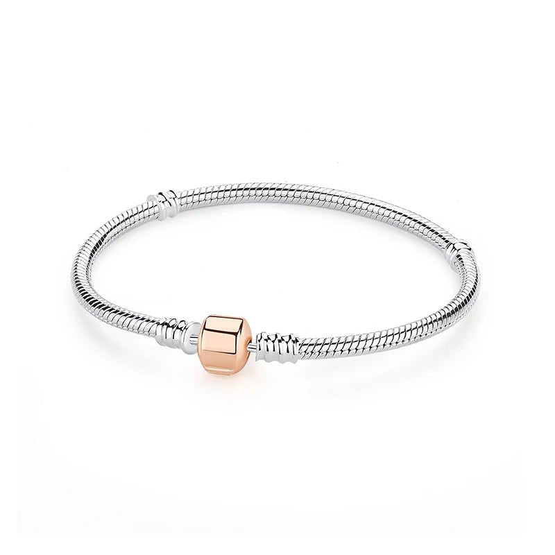 925 Sterling Silver Bracelets Bangles Love Heart Clip Charms Beads Snake Chains. - GoSobiShop Boutique