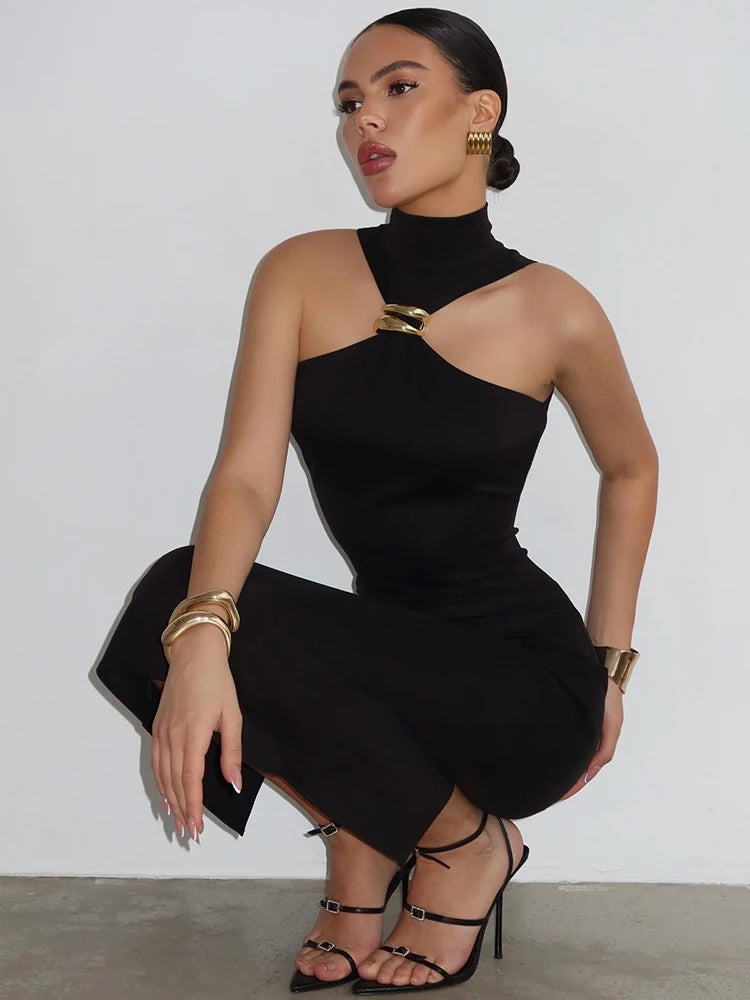 Ring turtleneck collar slim dress. GoSobiShop Boutique Ring turtleneck collar slim dress. GoSobiShop Boutique