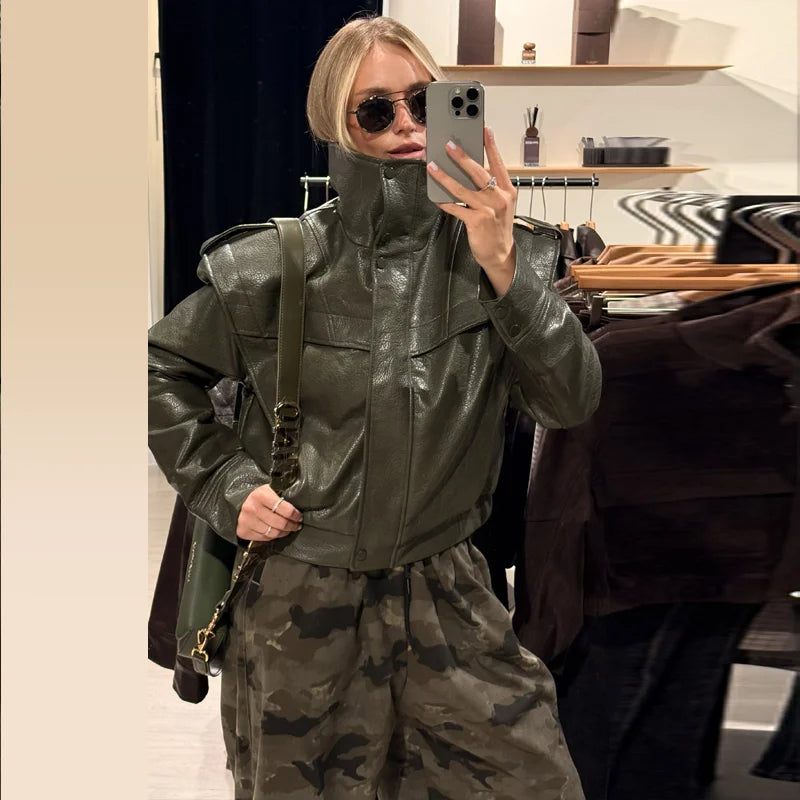 Structured cropped jacket shown from another angle