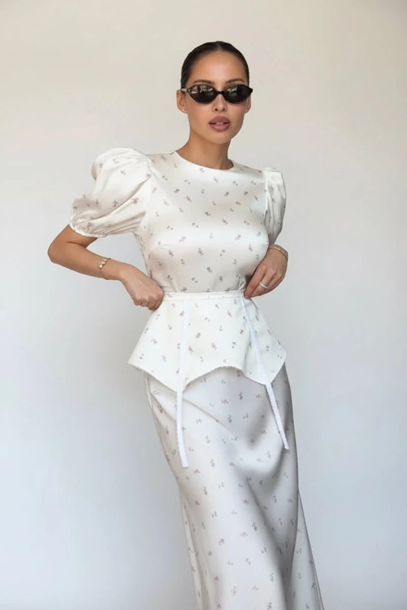 Fanny Floral print puff waistband dress. - GoSobiShop Boutique