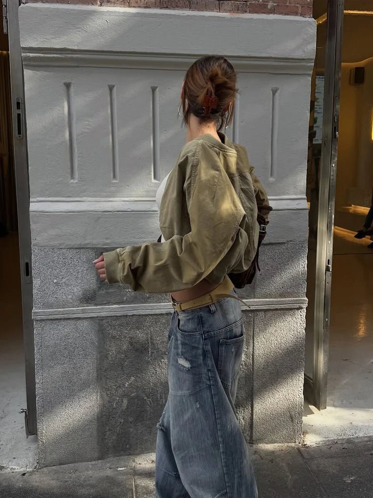 Jessy - J cropped bomber jacket with loose sleeves. - GoSobiShop Boutique