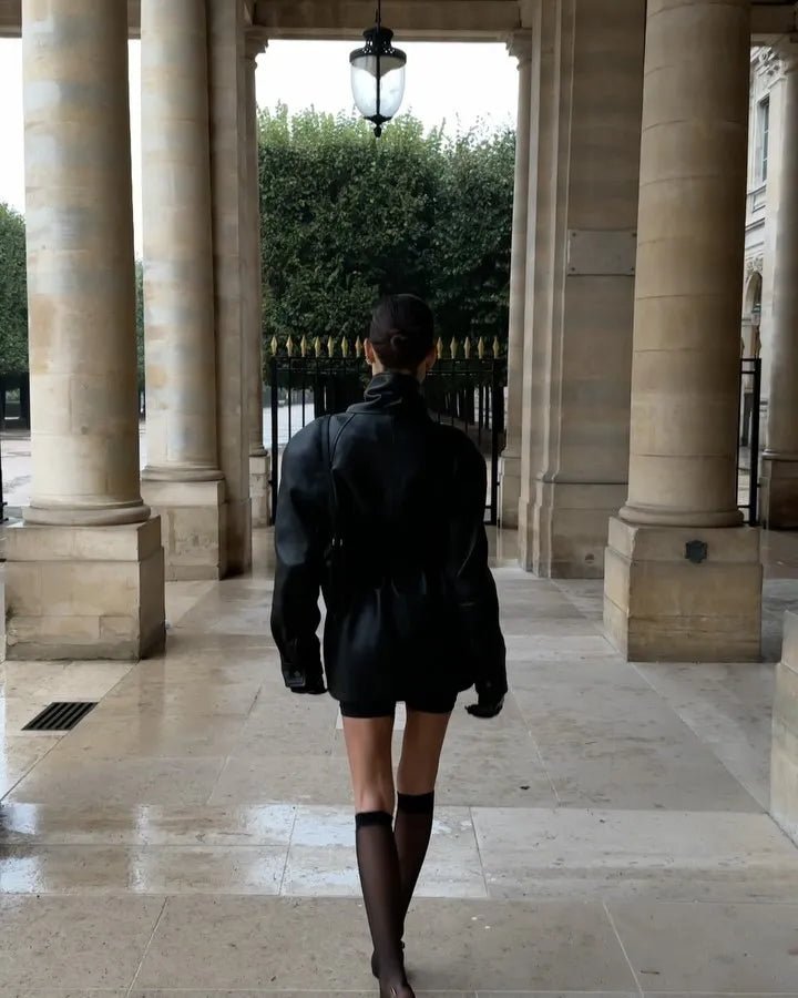 Retro belted short trench faux leather jacket. - GoSobiShop Boutique