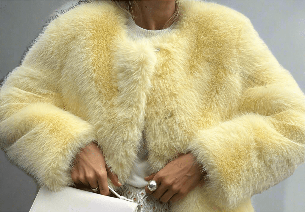 Yellow Faux Fur jacket fall coat - GoSobiShop Boutique