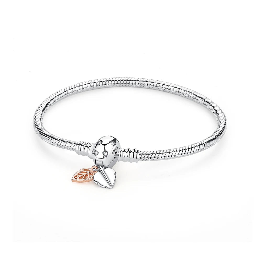925 Sterling Silver Bracelets Bangles Love Heart Clip Charms Beads Snake Chains. - GoSobiShop Boutique
