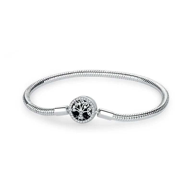 925 Sterling Silver Bracelets Bangles Love Heart Clip Charms Beads Snake Chains. - GoSobiShop Boutique