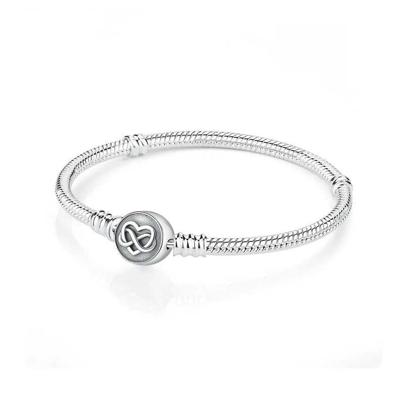 925 Sterling Silver Bracelets Bangles Love Heart Clip Charms Beads Snake Chains. - GoSobiShop Boutique