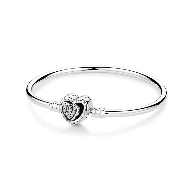 925 Sterling Silver Bracelets Bangles Love Heart Clip Charms Beads Snake Chains. - GoSobiShop Boutique