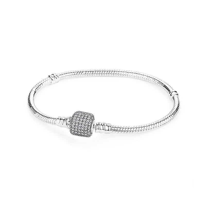 925 Sterling Silver Bracelets Bangles Love Heart Clip Charms Beads Snake Chains. - GoSobiShop Boutique