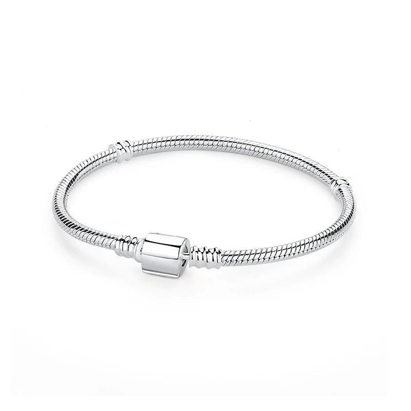 925 Sterling Silver Bracelets Bangles Love Heart Clip Charms Beads Snake Chains. - GoSobiShop Boutique