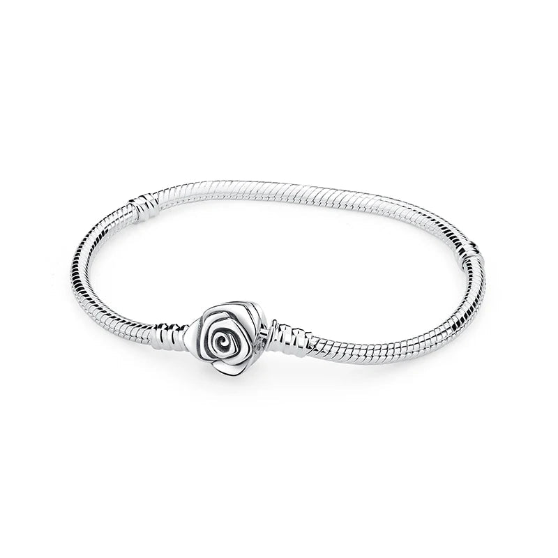 925 Sterling Silver Bracelets Bangles Love Heart Clip Charms Beads Snake Chains. - GoSobiShop Boutique