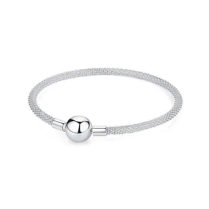 925 Sterling Silver Bracelets Bangles Love Heart Clip Charms Beads Snake Chains. - GoSobiShop Boutique