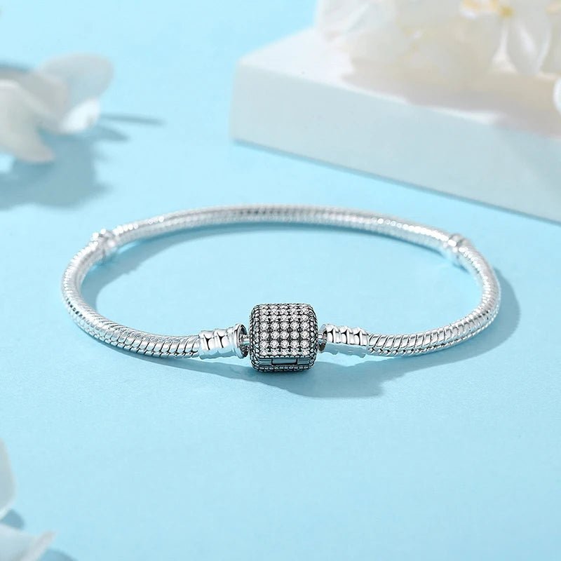 925 Sterling Silver Bracelets Bangles Love Heart Clip Charms Beads Snake Chains. - GoSobiShop Boutique