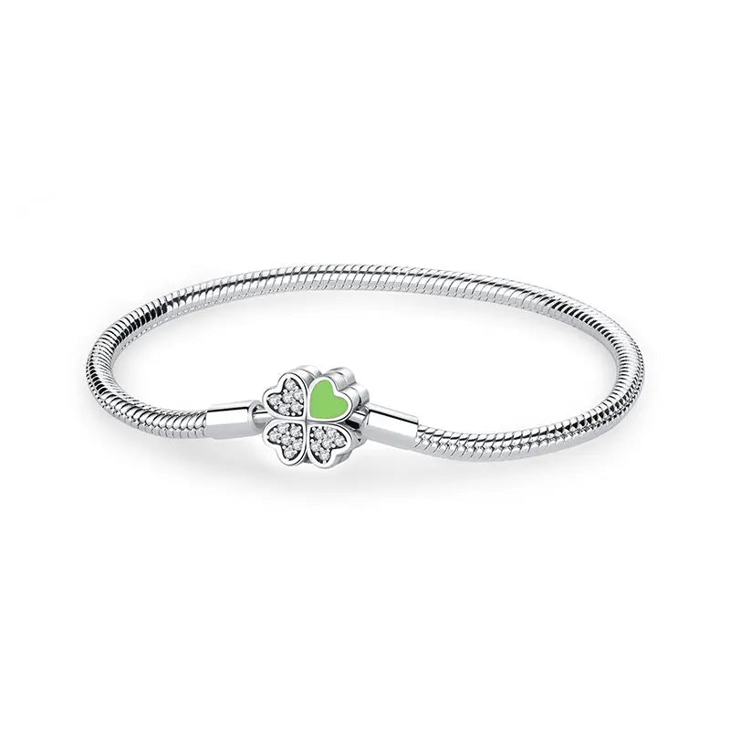925 Sterling Silver Bracelets Bangles Love Heart Clip Charms Beads Snake Chains. - GoSobiShop Boutique