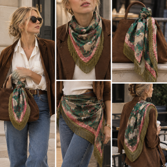 Vintage Tassel Satin Scarf