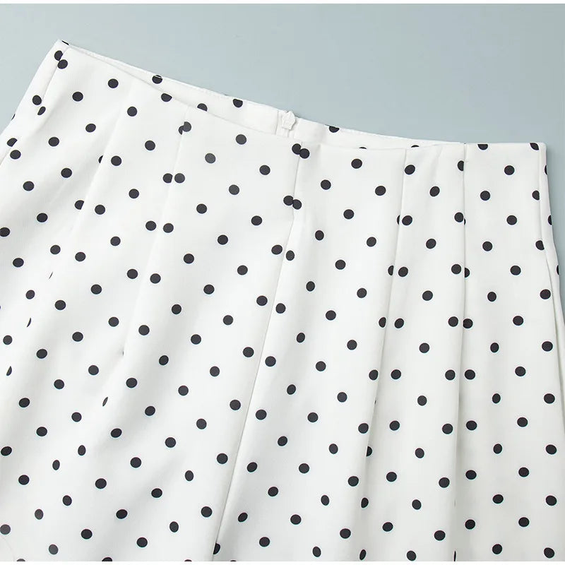 polka dot pants set, polka dot two piece set, women's polka dot set, halter pants set women, wide leg pants set, polka dot outfit women, matching pants set women, two piece outfit women, V neck halter top, lace up backless top, wide leg pants outfit, women's summer outfit, chic matching set, black and white pants set, vacation outfit women, brunch outfit women, date night outfit, women's boutique fashion