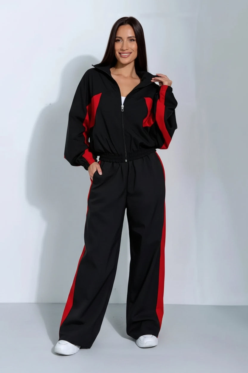 women's two piece set, women's matching set, color block two piece set, women's tracksuit, women's zip up jacket set, women's pants set, women's streetwear set, color block tracksuit women, women's casual two piece outfit, women's sporty set, women's matching pants outfit, women's jacket and pants set, zip up tracksuit women, straight leg pants set women, high waisted pants set, women's athleisure set, women's travel outfit set, airport outfit women, casual matching set women, streetwear outfit women, color