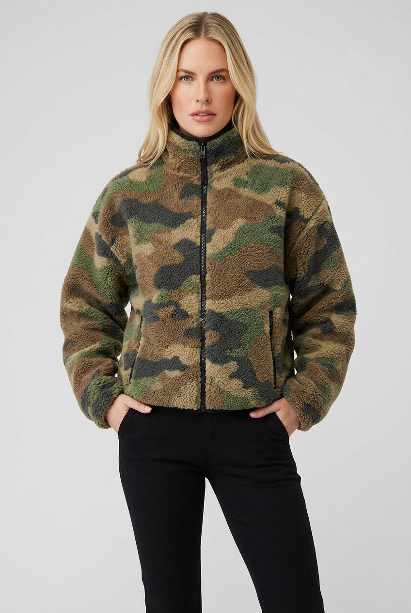 Camo teddy fleece jacket product detail