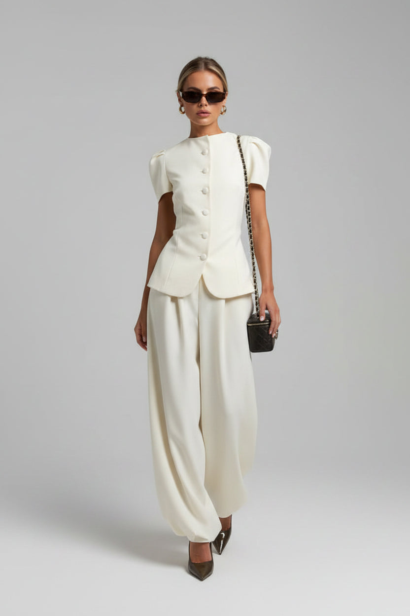 women's two piece set, women's matching set, women's top and pants set, two piece outfit for women, women's trouser set, women's summer set, short sleeve two piece set, high waist pants set, women's casual set, women's vacation outfit, women's brunch outfit, women's dinner outfit, women's resort wear, matching top and pants, women's coordinated outfit, elegant two piece outfit, women's fashion set, black two piece set, blue two piece set, yellow two piece set