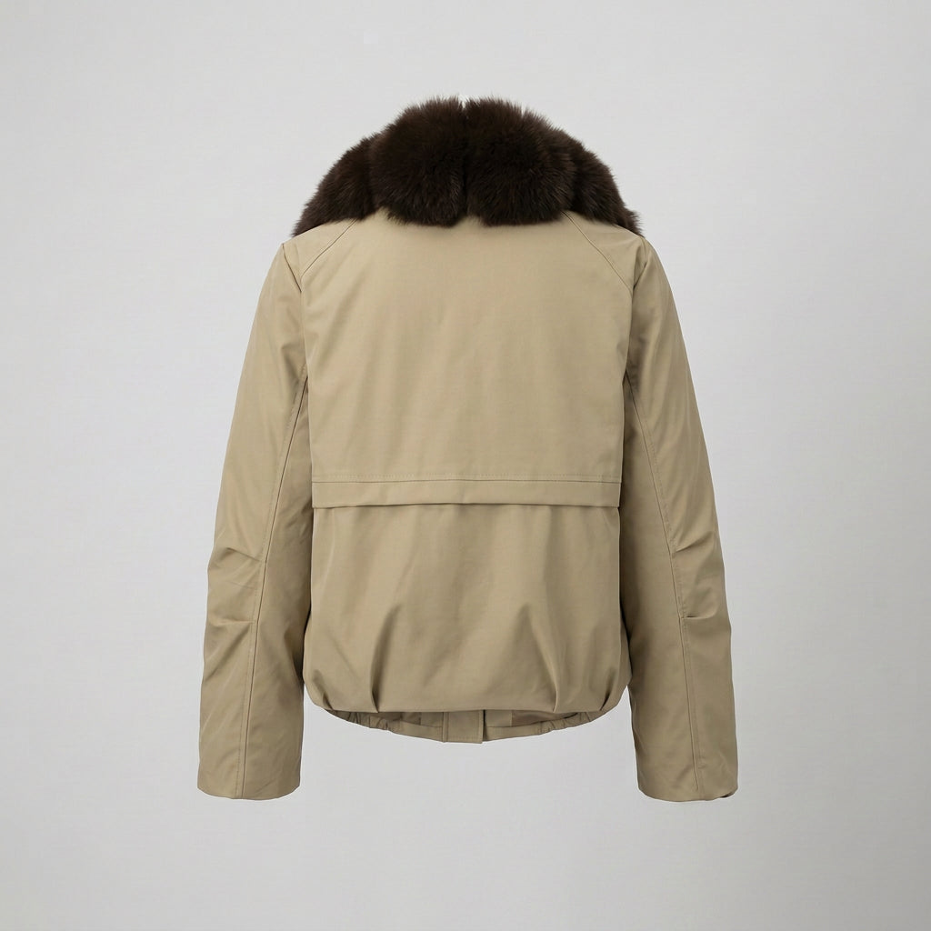 Fur-collar cropped puffer jacket for women, product image 8