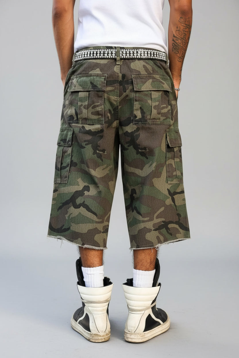 Long big boy camo jorts luxury Street wear.