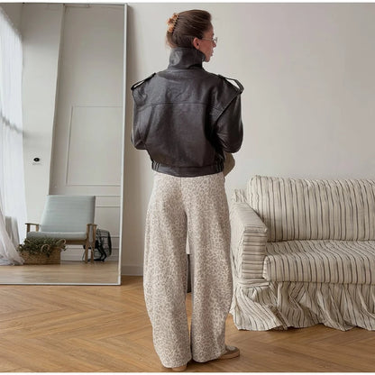 Stand-collar jacket styled with a casual outfit