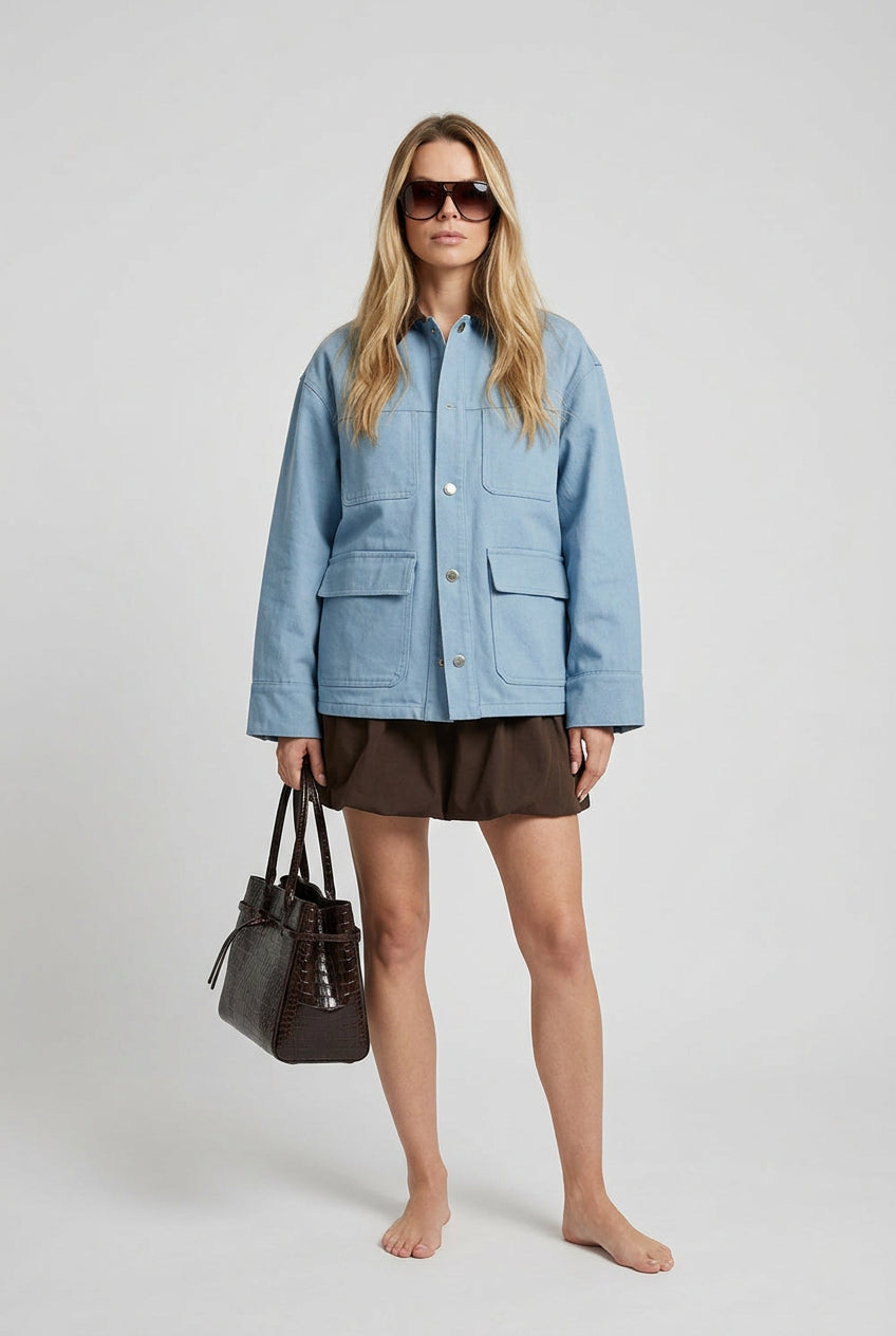 Multi-pocket blue utility jacket product photo 4