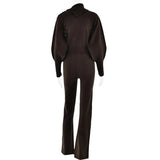Ladies rib Knit cardigan sweater and pants two piece set Long Sleeve fleece Pullover Sweater And Pants set