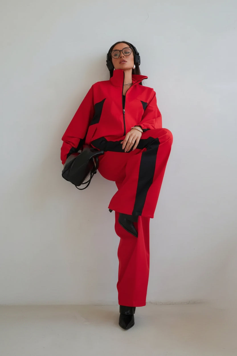 women's two piece set, women's matching set, color block two piece set, women's tracksuit, women's zip up jacket set, women's pants set, women's streetwear set, color block tracksuit women, women's casual two piece outfit, women's sporty set, women's matching pants outfit, women's jacket and pants set, zip up tracksuit women, straight leg pants set women, high waisted pants set, women's athleisure set, women's travel outfit set, airport outfit women, casual matching set women, streetwear outfit women, color