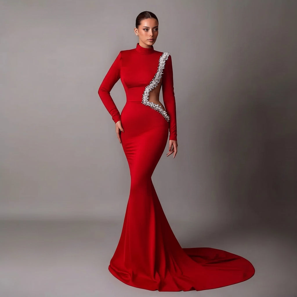 Beaded Mermaid Evening Gown
