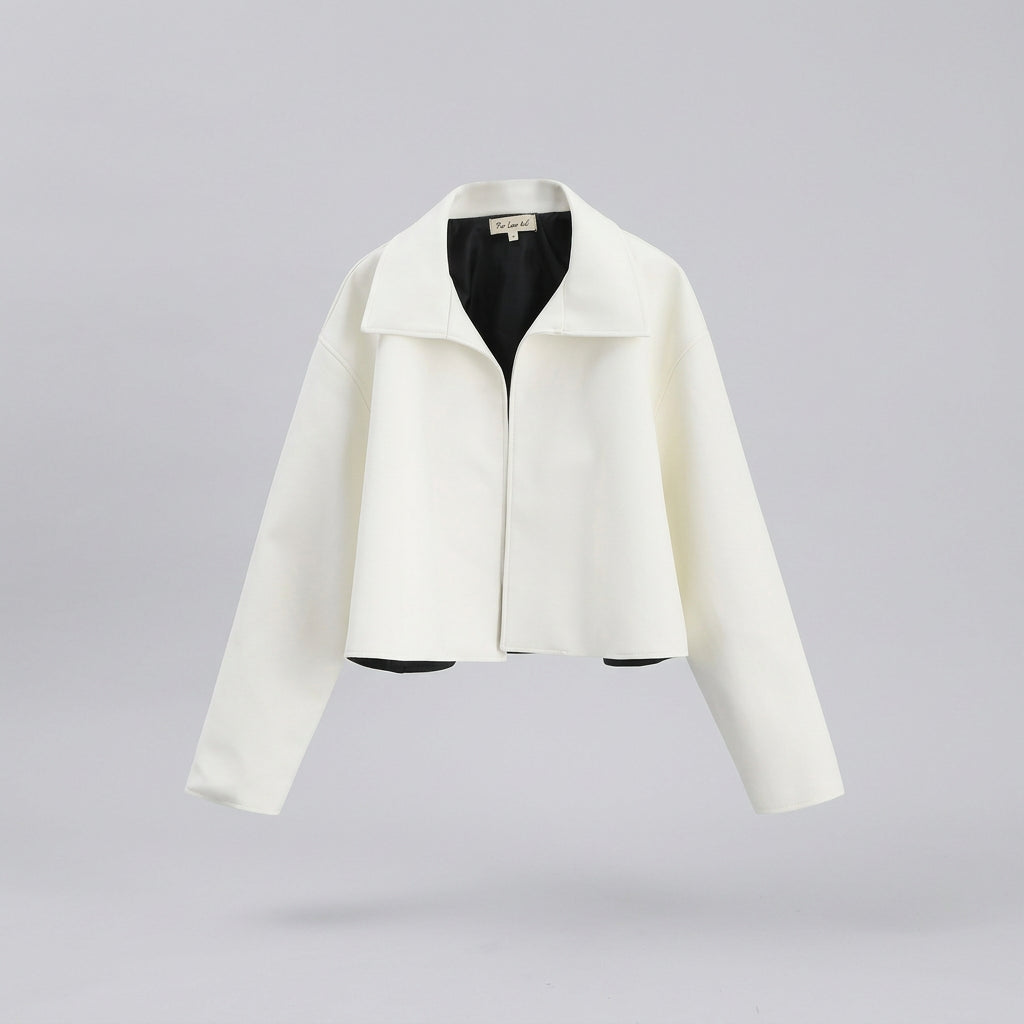 Relaxed faux-leather zip-up jacket product photo 6