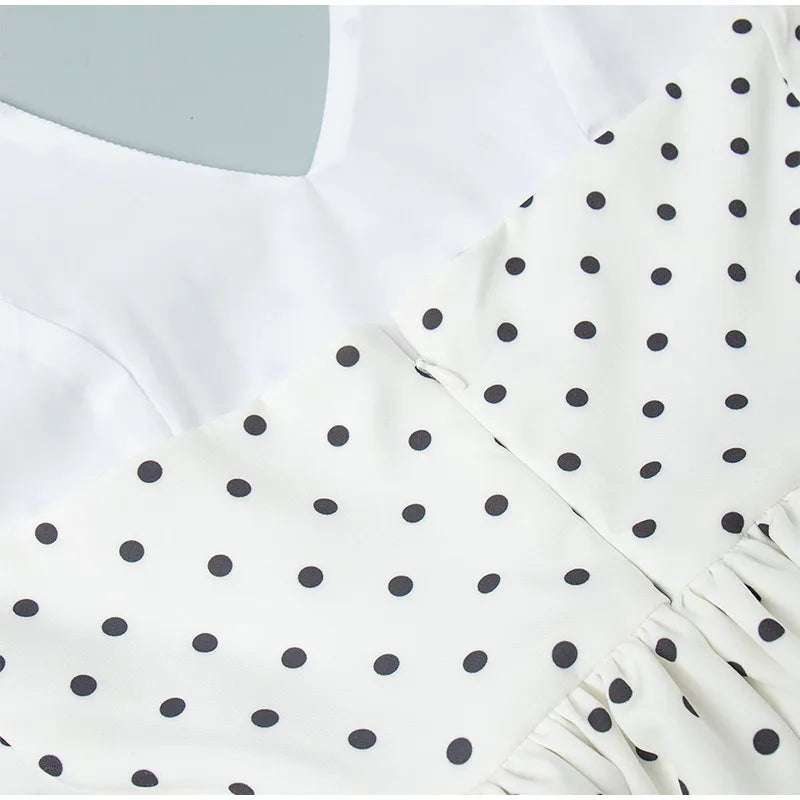 polka dot pants set, polka dot two piece set, women's polka dot set, halter pants set women, wide leg pants set, polka dot outfit women, matching pants set women, two piece outfit women, V neck halter top, lace up backless top, wide leg pants outfit, women's summer outfit, chic matching set, black and white pants set, vacation outfit women, brunch outfit women, date night outfit, women's boutique fashion