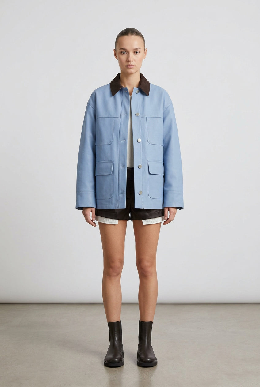Multi-pocket blue utility jacket product photo 3