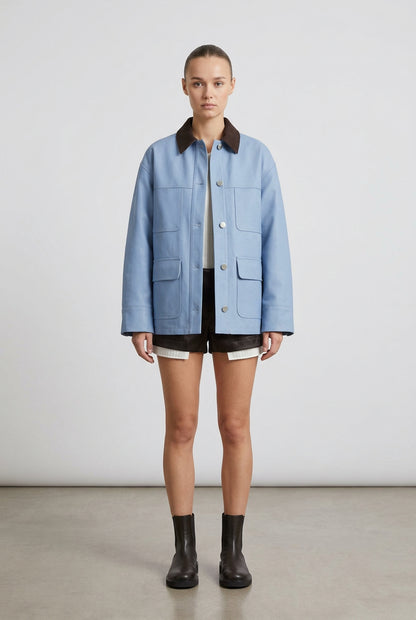 Multi-pocket blue utility jacket product photo 3
