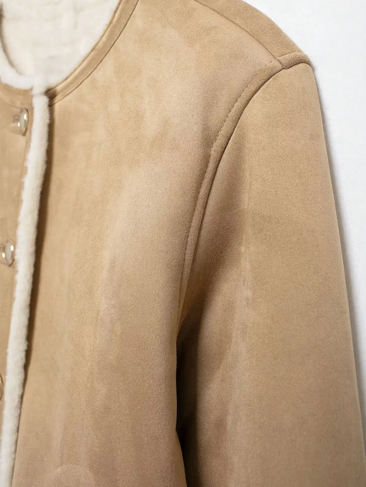 Khaki cropped button-up jacket alternate view