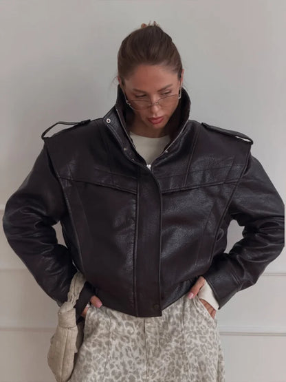 Structured cropped jacket styled as a modern outerwear look