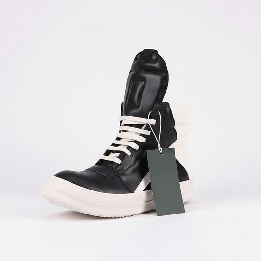 Rick Owens Geobasket, Rick Owens Geobasket High Tops, Geobasket Sneakers, Rick Owens Sneakers, Designer High Top Sneakers, Luxury Streetwear Sneakers, Avant Garde Sneakers, High Fashion Sneakers, Rick Owens Shoes Men, Rick Owens Shoes Women, Premium Leather High Tops, Black Geobaskets, Chunky Designer Sneakers, High End Streetwear Footwear