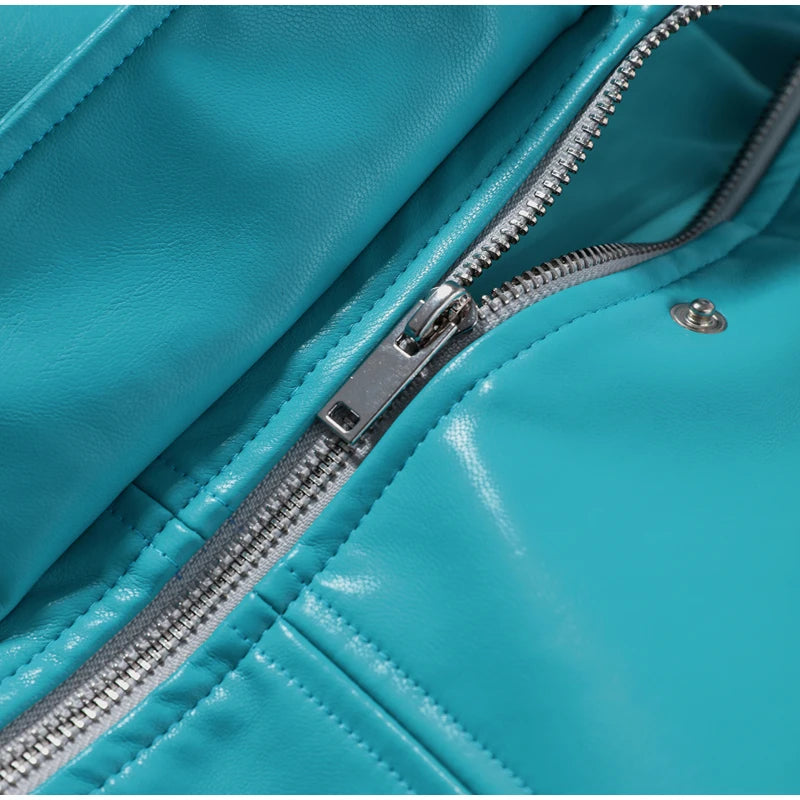 stand-collar faux-leather jacket product photo 12