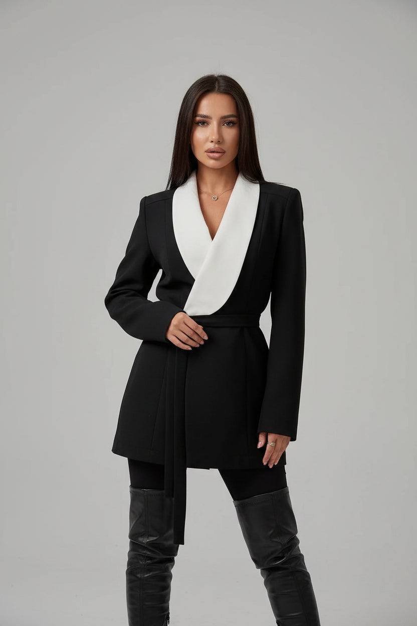 black and white blazer dress, color block blazer dress, women's blazer dress, black white dress women, tailored mini dress, elegant workwear dress, women's work dress, blazer style dress women, sophisticated women's dress, slim fit dress women, black white fashion, business casual dress women, office dress women, dinner date dress, cocktail dress women, fall fashion 2026, fall dress women, elegant workwear women, tailored dress women, chic women's fashion