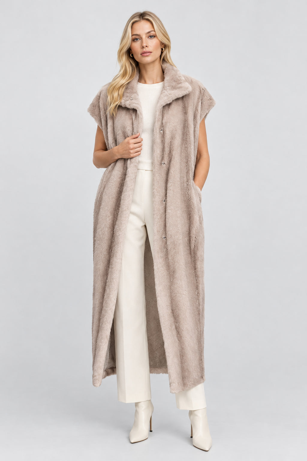 Noelle women's long faux fur vest for layered outfits