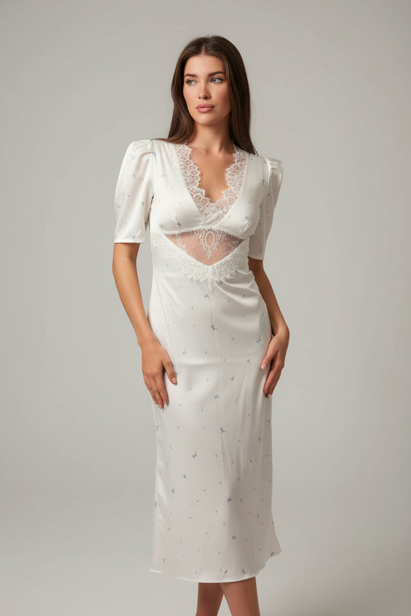 knee length dresses for ladies Ella cocktail dress with sheer lace panels and modern silhouette. –  GoSobiShop Boutique