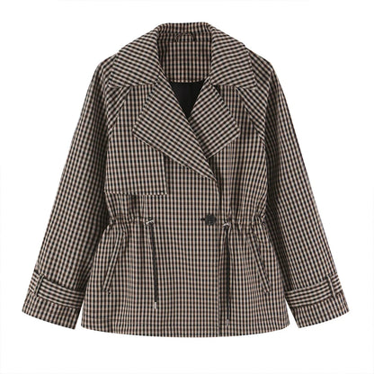 Gingham short trench coat product photo 17