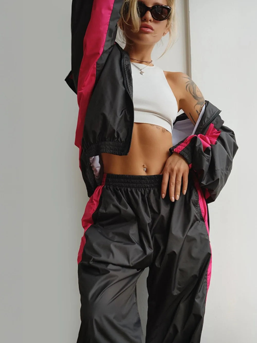 women's two piece set, women's matching set, color block two piece set, women's tracksuit, women's zip up jacket set, women's pants set, women's streetwear set, color block tracksuit women, women's casual two piece outfit, women's sporty set, women's matching pants outfit, women's jacket and pants set, zip up tracksuit women, straight leg pants set women, high waisted pants set, women's athleisure set, women's travel outfit set, airport outfit women, casual matching set women, streetwear outfit women, color