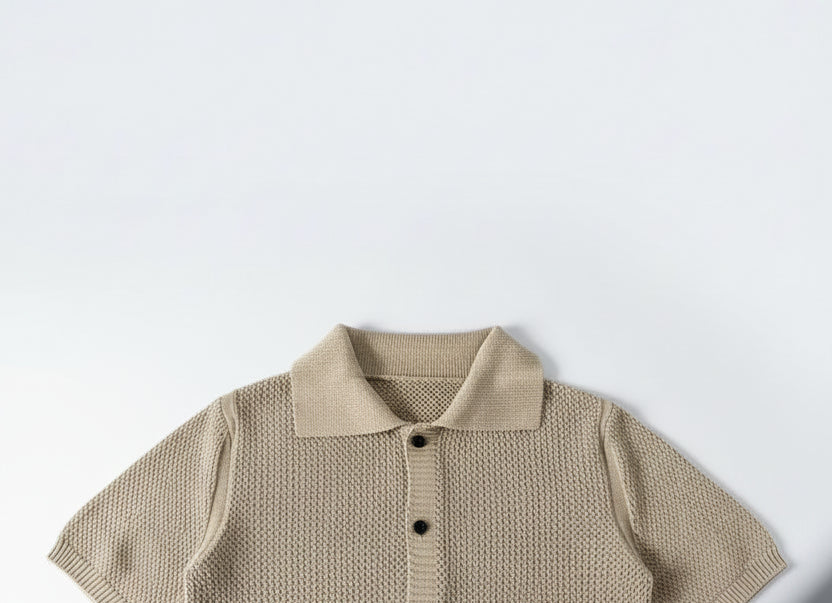 men's crochet polo shirt, crochet knit polo, short sleeve polo shirt, breathable knit polo, men's summer shirt, button up polo shirt, lightweight polo shirt, textured knit polo, men's casual polo, summer knit shirt, men's fashion polo, smart casual menswear, men's summer clothing, men's resort wear, breathable summer top