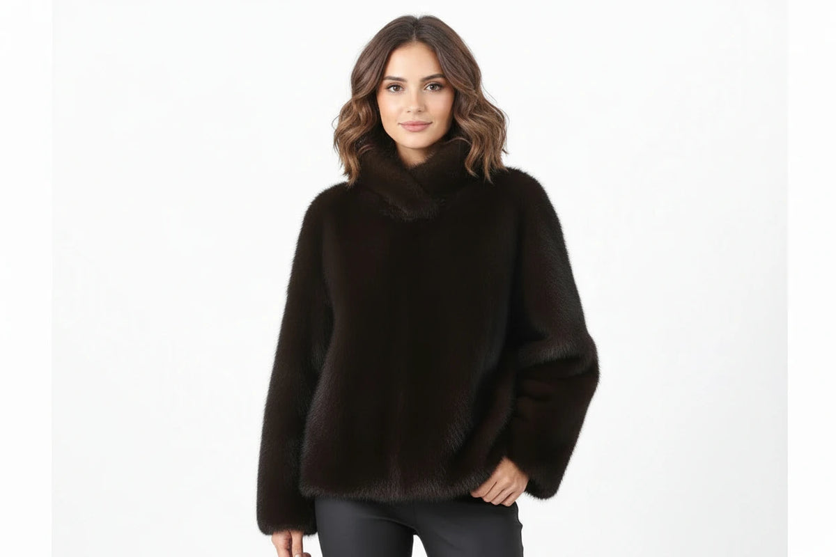 Luxe Faux Fur Hooded Pullover Coat.