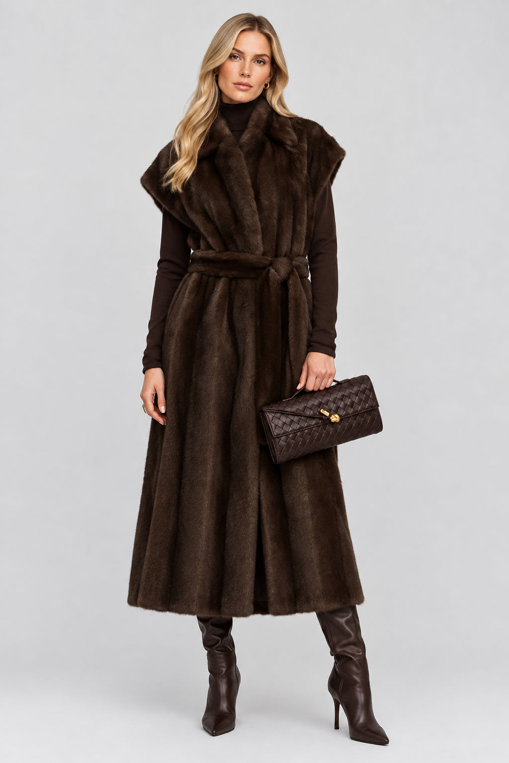 Noelle longline vest with a soft faux fur appearance