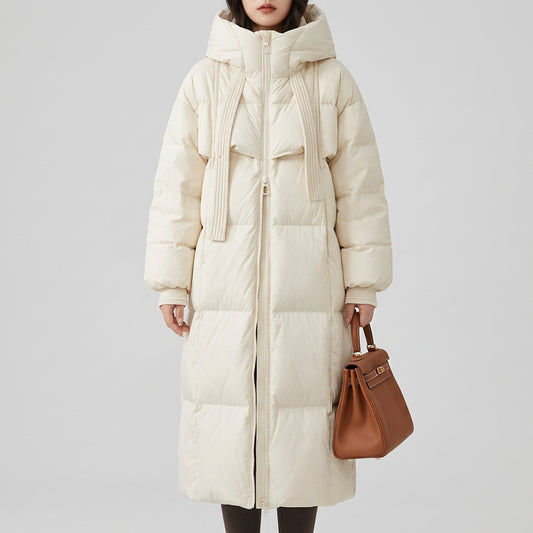 Avery oversized hooded puffer coat in a relaxed longline silhouette