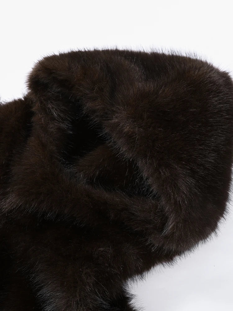 Luxe Faux Fur Hooded Pullover Coat.