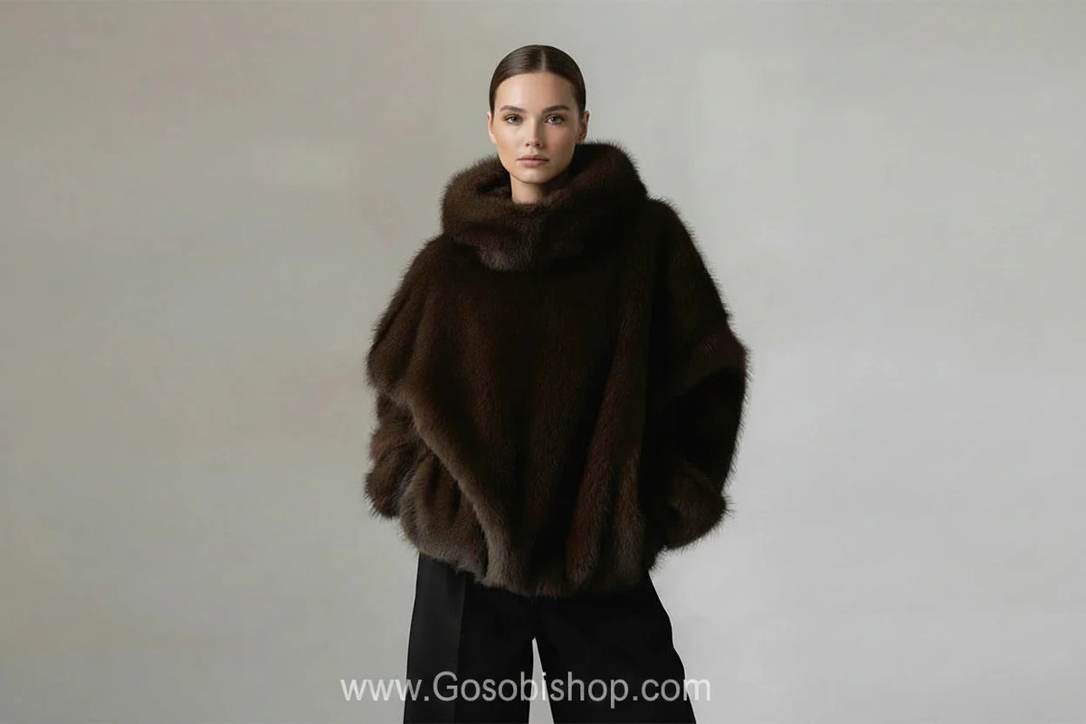 faux fur coat women, faux fur hooded coat, brown faux fur coat, women's winter coat, women's winter outerwear, hooded faux fur jacket, faux fur pullover, brown winter coat women, plush faux fur coat, warm winter outerwear, oversized faux fur coat, relaxed winter coat, women's autumn coat, winter street style, cozy women's coat