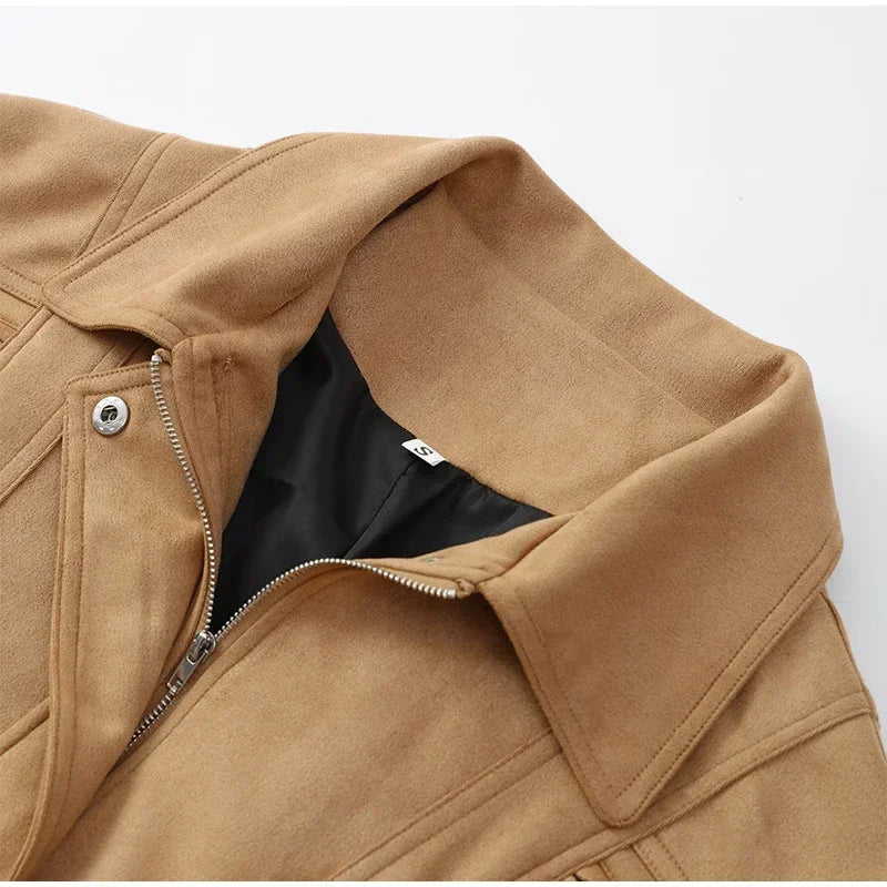 Jayla big sleeves cropped suede jacket.