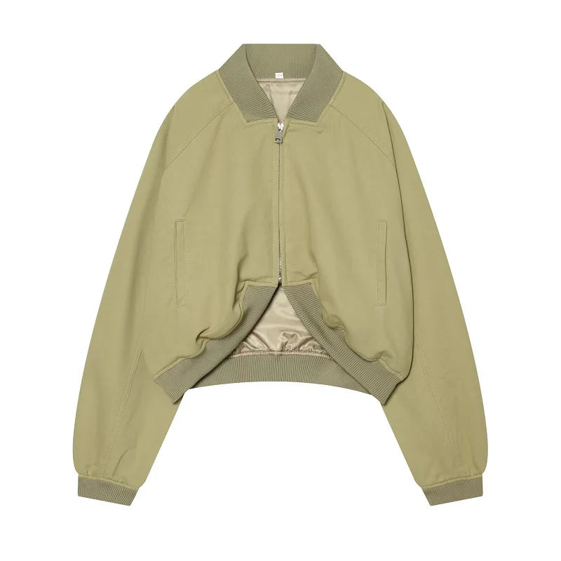 Varsity Bomber Jackets for Women Zipper Cropped Jacket Woman Outerwears Casual Womens Coats Long Sleeve Women's Jackets